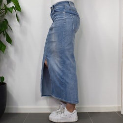 Jeanskjol med slits LJUS BLÅ - Place du Jour