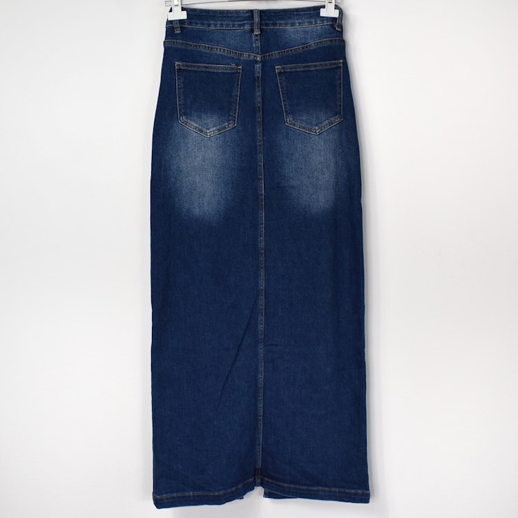 Jeanskjol med Slits MÖRK BLÅ - 3D Denim