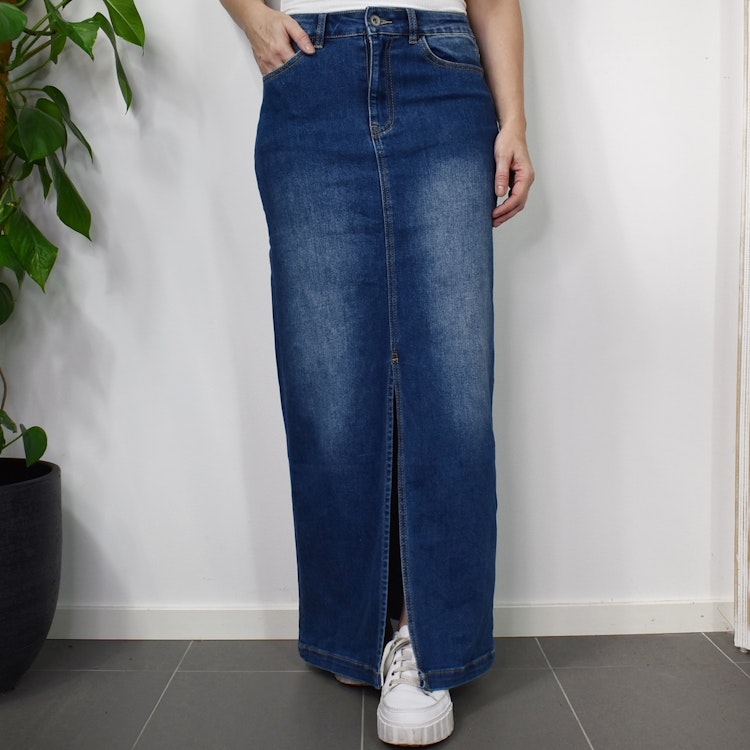 Jeanskjol med Slits MÖRK BLÅ - 3D Denim