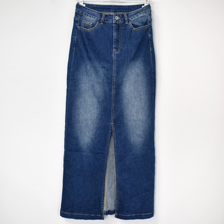 Jeanskjol med Slits MÖRK BLÅ - 3D Denim