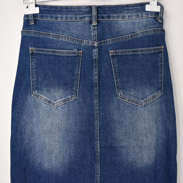 Jeanskjol med Slits MÖRK BLÅ - 3D Denim