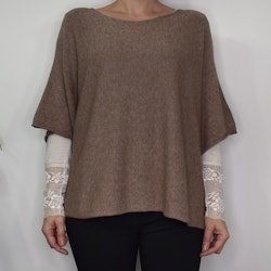 Stickad Ponchotröja TAUPE
