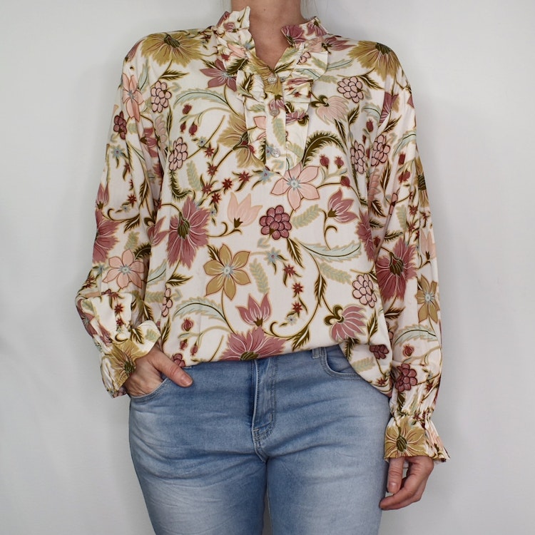 Blus Aya Blommig ECRU - Marta du Chateau