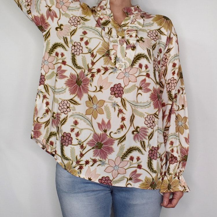 Blus Aya Blommig ECRU - Marta du Chateau