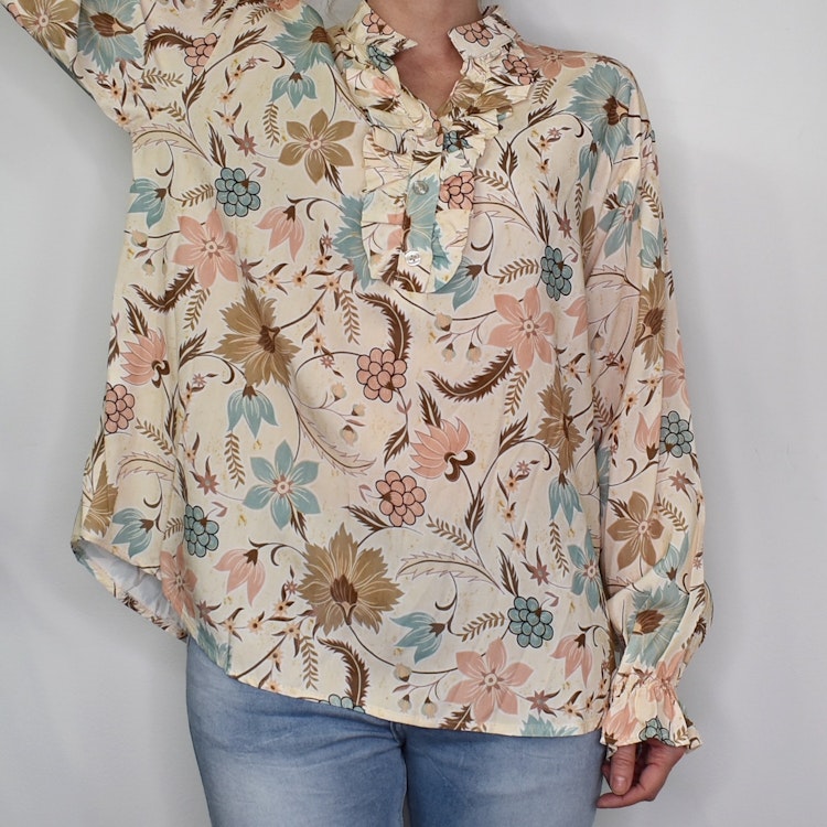 Blus Aya Blommig BEIGE - Marta du Chateau