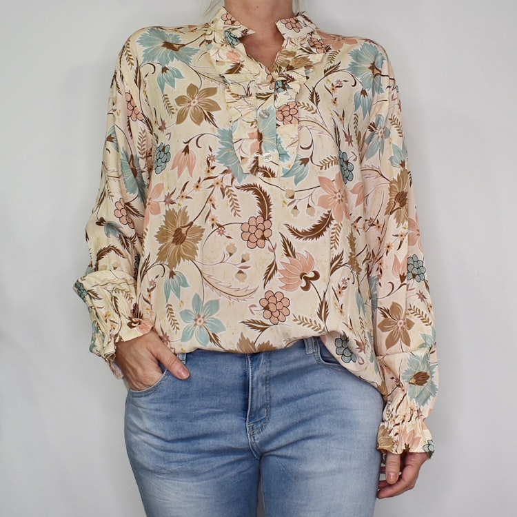 Blus Aya Blommig BEIGE - Marta du Chateau
