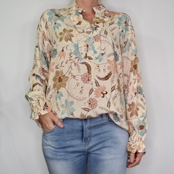 Blus Aya Blommig BEIGE - Marta du Chateau