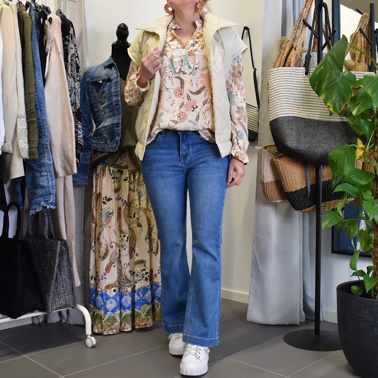 Blus Aya Blommig BEIGE - Marta du Chateau