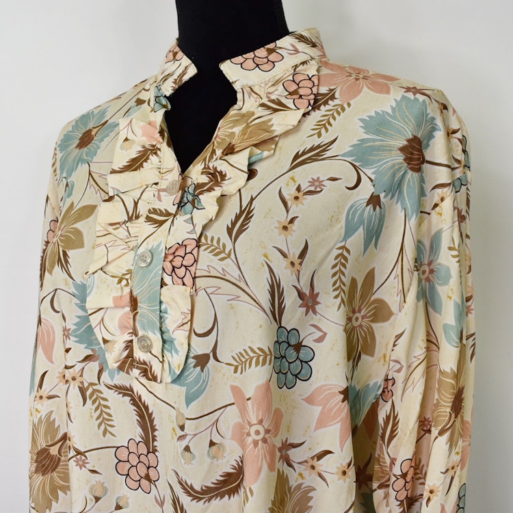 Blus Aya Blommig BEIGE - Marta du Chateau