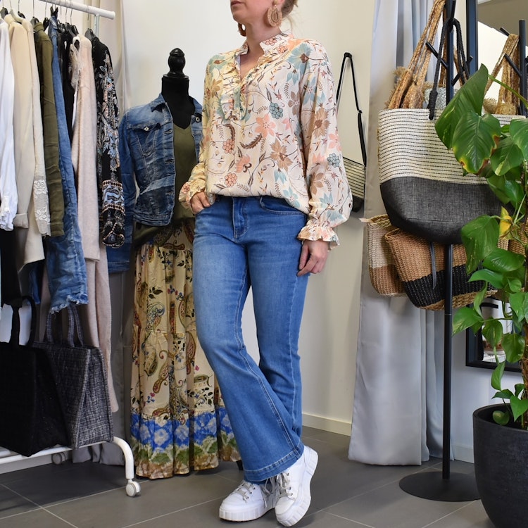 Blus Aya Blommig BEIGE - Marta du Chateau