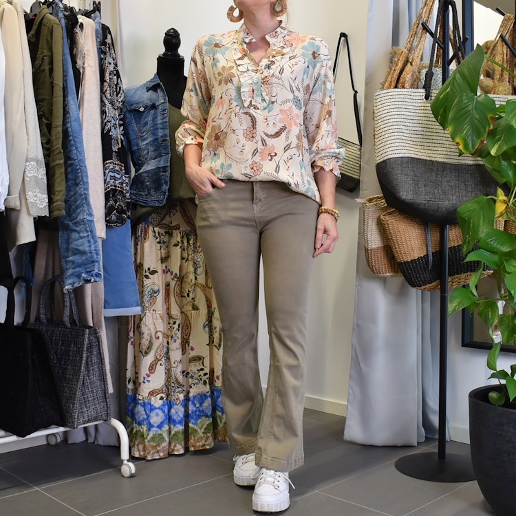 Blus Aya Blommig BEIGE - Marta du Chateau