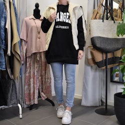 Sweatshirt med Tryck Over Size SVART