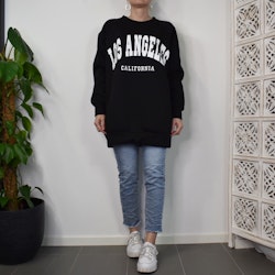 Sweatshirt med Tryck Over Size SVART