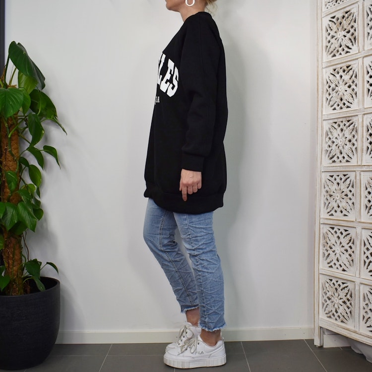 Sweatshirt med Tryck Over Size SVART