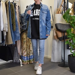 Sweatshirt med Tryck Over Size SVART