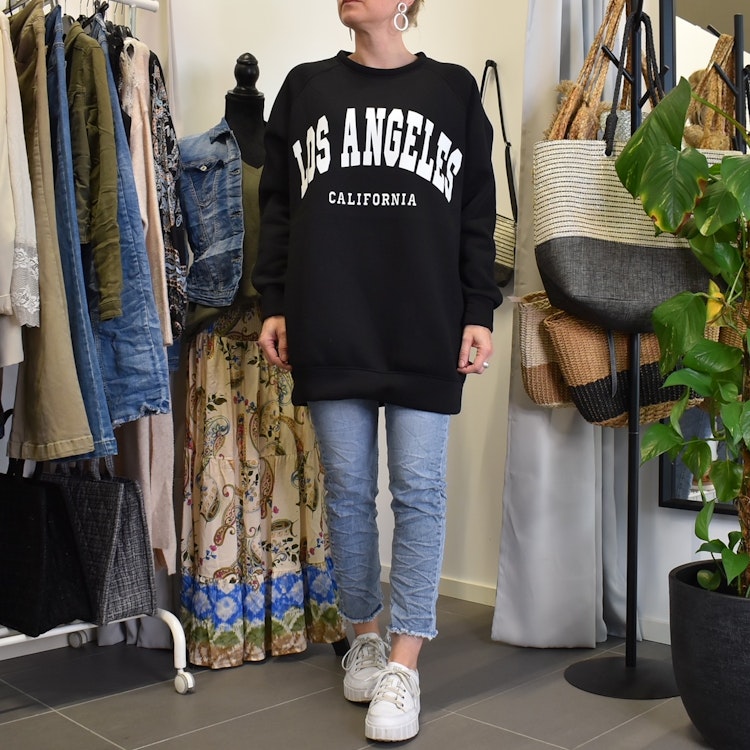 Sweatshirt med Tryck Over Size SVART