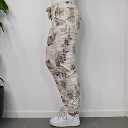 Stretchig Byxa Merilyn Blommig BEIGE - Marta du Chateau