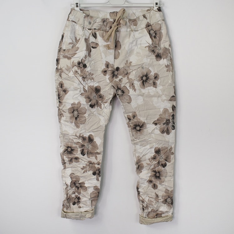 Stretchig Byxa Merilyn Blommig BEIGE - Marta du Chateau