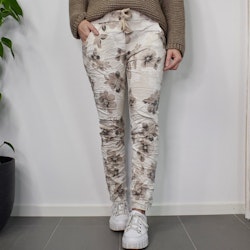 Stretchig Byxa Merilyn Blommig BEIGE - Marta du Chateau