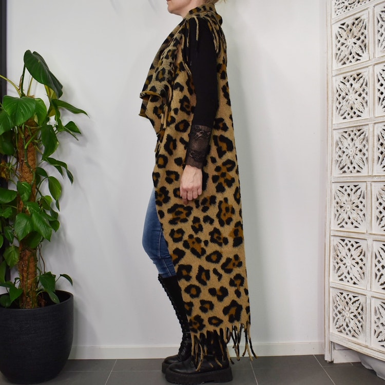 Lång Väst med Fransar LEOPARD