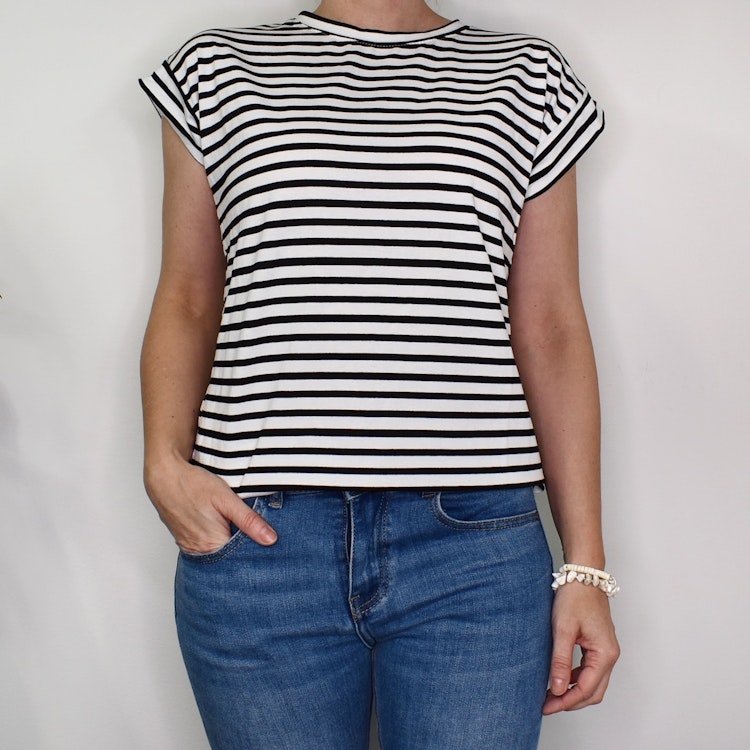 T-shirt Randig VIT/SVART