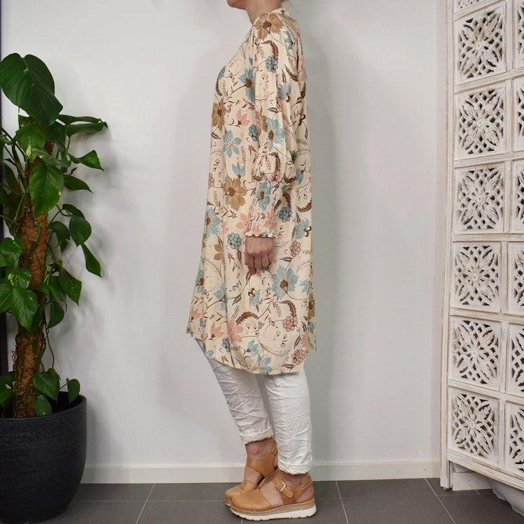 Klänning Eva Blommig BEIGE - Marta du Chateau