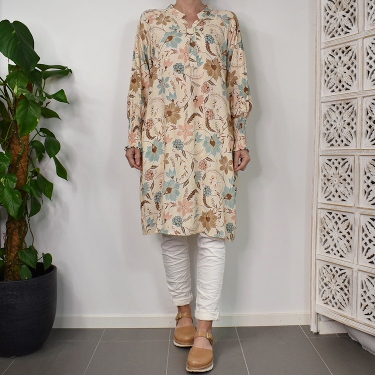 Klänning Eva Blommig BEIGE - Marta du Chateau