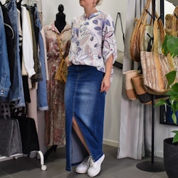 Jeanskjol med Slits MÖRK BLÅ - 3D Denim