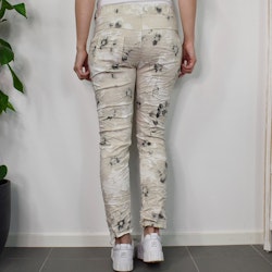 Stretchig Byxa Merilyn Blommig BEIGE - Marta du Chateau