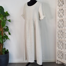 Långklänning i linne BEIGE