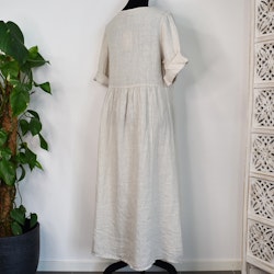 Långklänning i linne BEIGE