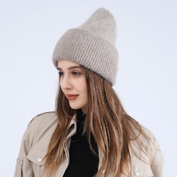 Stickad Mössa Glitter TAUPE