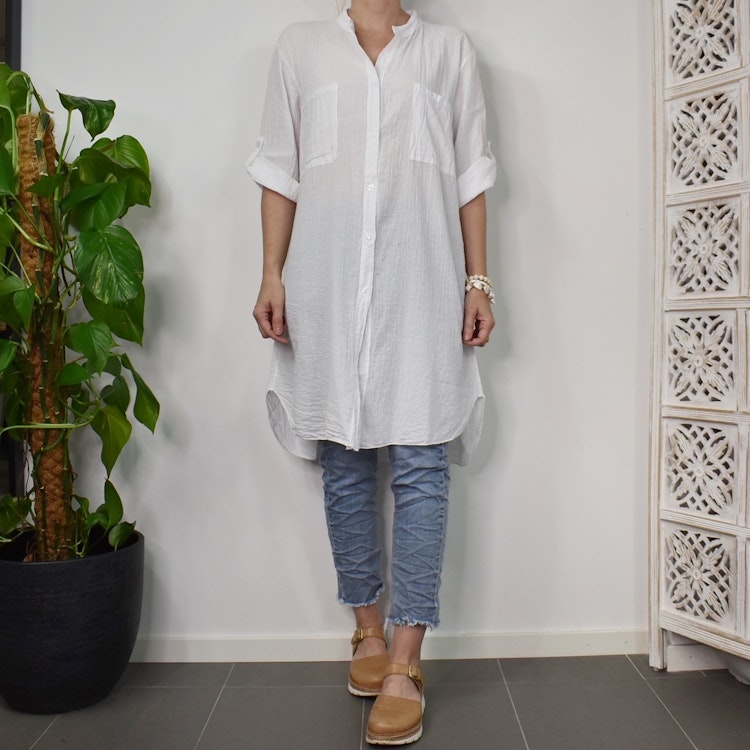 Bomullstunika Stripe VIT- Marta du Chateau