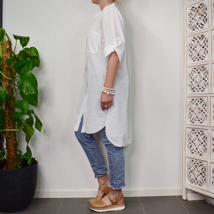 Bomullstunika Stripe VIT- Marta du Chateau