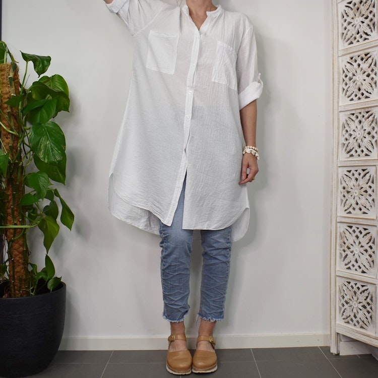 Bomullstunika Stripe VIT- Marta du Chateau
