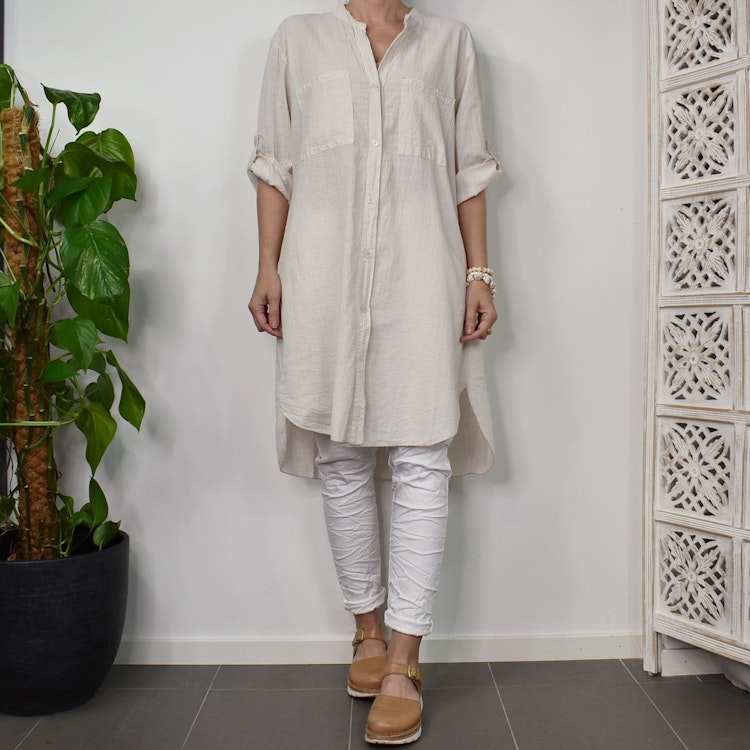 Bomullstunika Stripe BEIGE - Marta du Chateau