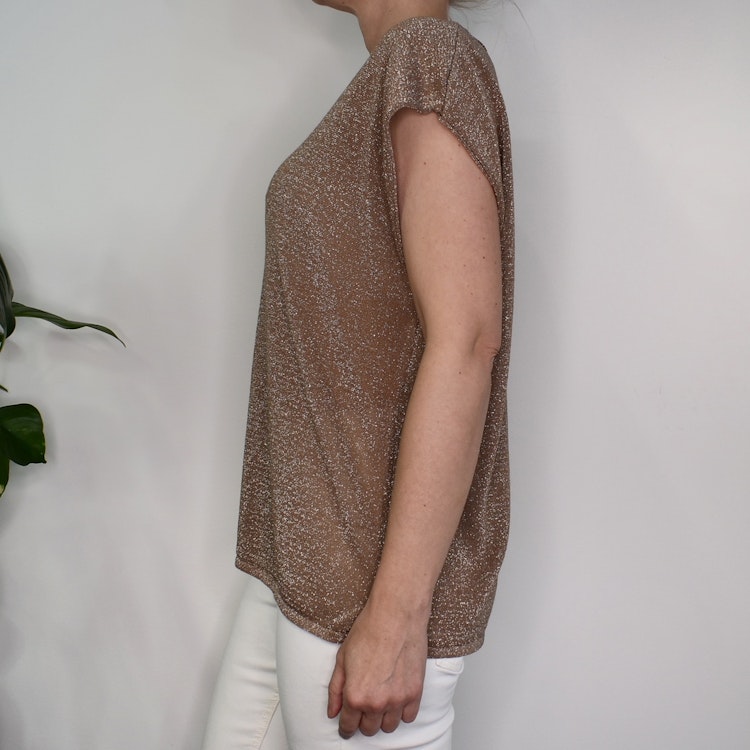 Topp V-ringad Lurex BRUN TAUPE