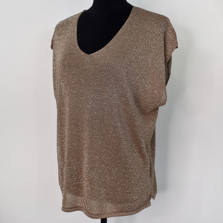 Topp V-ringad Lurex BRUN TAUPE