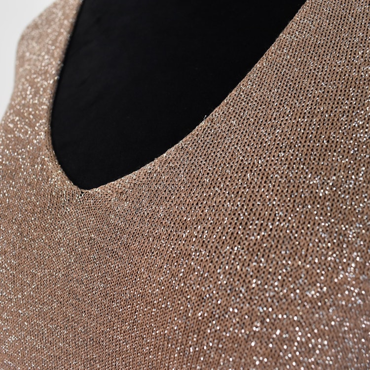 Topp V-ringad Lurex BRUN TAUPE