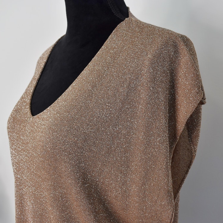 Topp V-ringad Lurex BRUN TAUPE