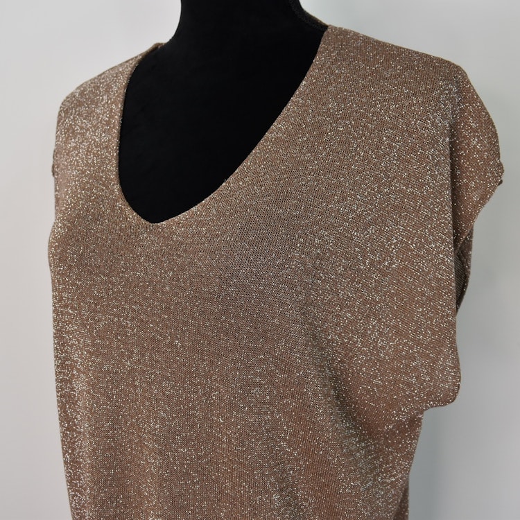 Topp V-ringad Lurex BRUN TAUPE