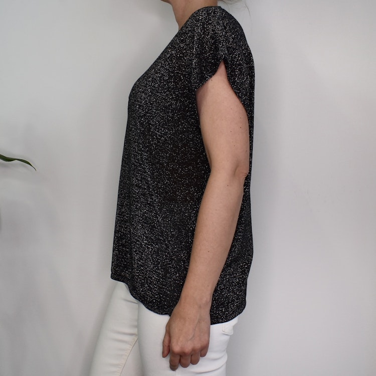 Topp V-ringad Lurex SVART