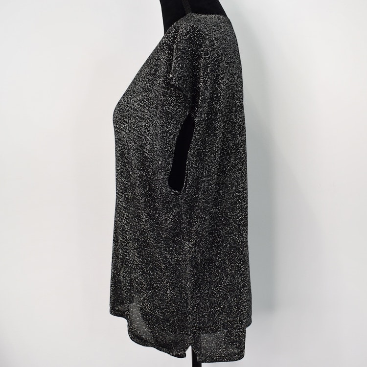 Topp V-ringad Lurex SVART