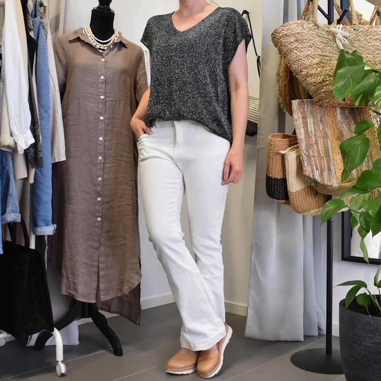 Topp V-ringad Lurex SVART