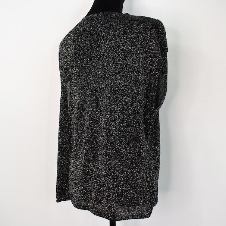 Topp V-ringad Lurex SVART