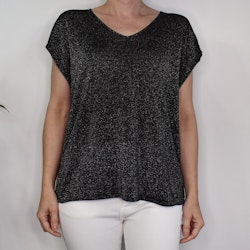 Topp V-ringad Lurex SVART