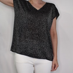 Topp V-ringad Lurex SVART