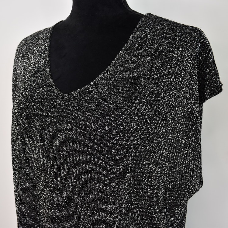 Topp V-ringad Lurex SVART