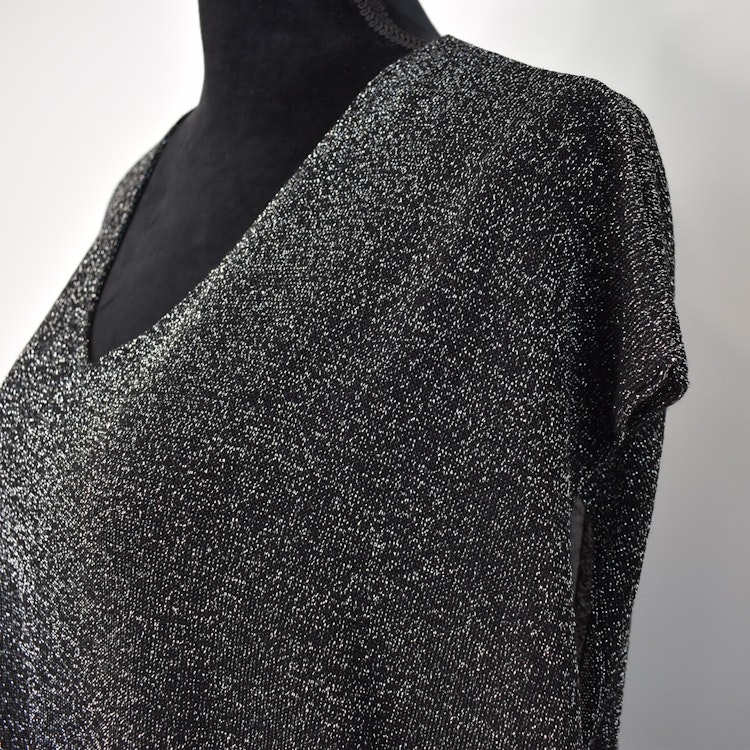 Topp V-ringad Lurex SVART