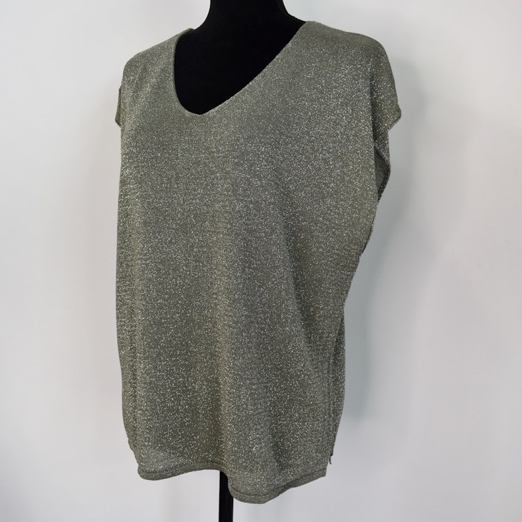Topp V-ringad Lurex KAKI